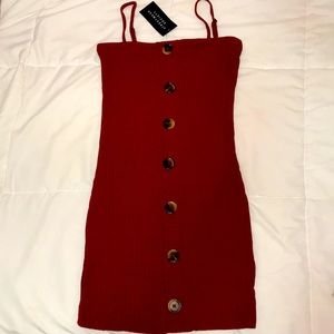 Mini strapped Maroon Dress